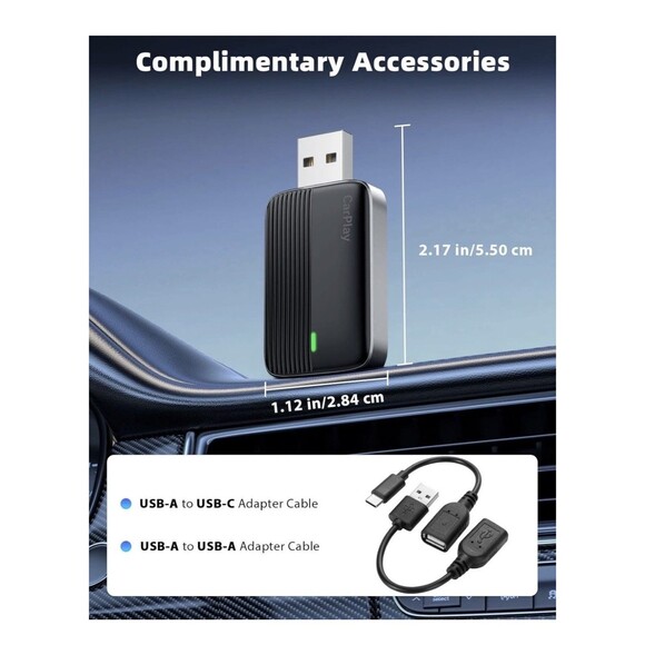 Wireless CarPlay Adapter for Apple iPhone (2025 Upgraded), Mini Car Play Adapter - Picture 2 of 13